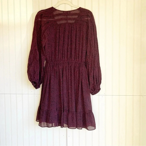 MADEWELL Size M Long Sleeve Floral Peasant Dress In CABERNET Red - Picture 8 of 10